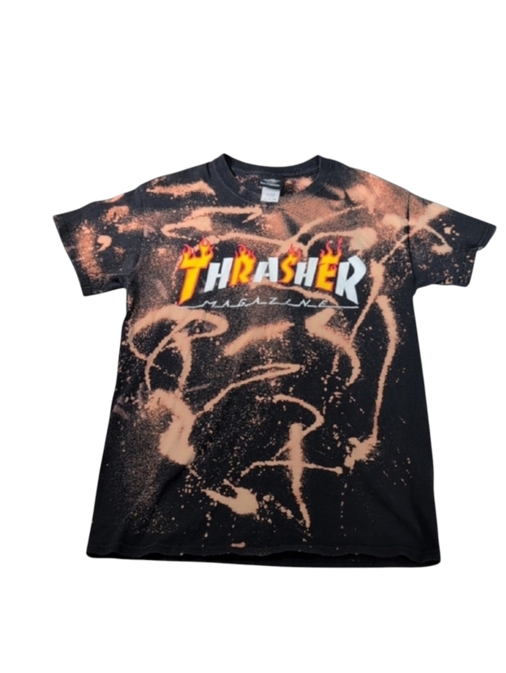 Thrasher Magazine Bleached Out Black T-Shirt Skateboarding Size Small